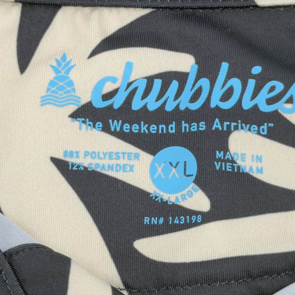 Chubbies Mens XXL Golf Polo Shirt Black Tan Palm Leaf Print Short Sleeve - Picture 4 of 5